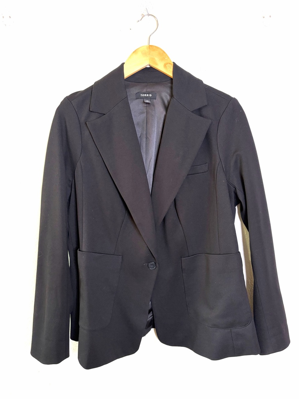 torrid Black Single-Button Stretch Blazer Ponte knit studio jacket suit 00 L XL